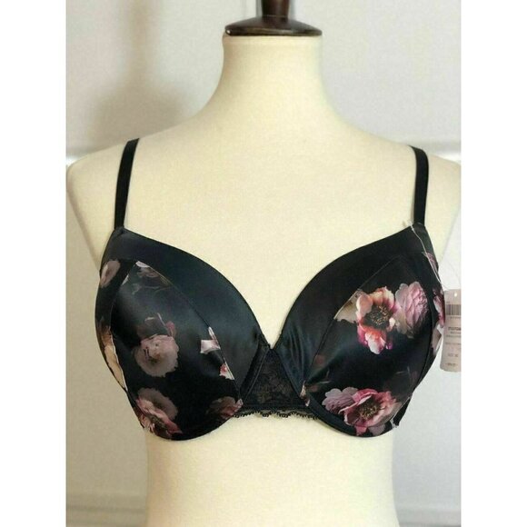 Soma Womens Black Floral LIMITED EDITION Satin & Lace Perfect Coverage Bra - Picture 6 of 12